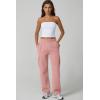 QINSEN Womens Medium Waist Baggy Elastic Waist Sweatpants Casual Fleece Long Pants with Pockets(Peachskin)