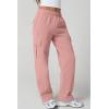 QINSEN Womens Medium Waist Baggy Elastic Waist Sweatpants Casual Fleece Long Pants with Pockets(Peachskin)
