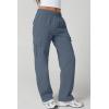 QINSEN Womens Medium Waist Baggy Elastic Waist Sweatpants Casual Fleece Long Pants with Pockets(Slate Blue)