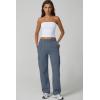 QINSEN Womens Medium Waist Baggy Elastic Waist Sweatpants Casual Fleece Long Pants with Pockets(Slate Blue)