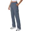 QINSEN Womens Medium Waist Baggy Elastic Waist Sweatpants Casual Fleece Long Pants with Pockets(Slate Blue)