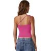 QINSEN Women’s One Shoulder Tank Tops Double Lined Sleeveless Slim Fit Cropped Tee Shirt Y2k Tops(Magenta)