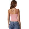 QINSEN Women’s One Shoulder Tank Tops Double Lined Sleeveless Slim Fit Cropped Tee Shirt Y2k Tops(Pink)