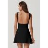 QINSEN Womens Open Back Tennis Dress Sleeveless Built in Shorts Golf Athletic Dress with Pockets(Black)