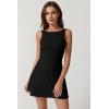 QINSEN Womens Open Back Tennis Dress Sleeveless Built in Shorts Golf Athletic Dress with Pockets(Black)
