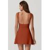 QINSEN Womens Open Back Tennis Dress Sleeveless Built in Shorts Golf Athletic Dress with Pockets(Brick Red)