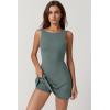 QINSEN Womens Open Back Tennis Dress Sleeveless Built in Shorts Golf Athletic Dress with Pockets(Dark Green)