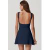 QINSEN Womens Open Back Tennis Dress Sleeveless Built in Shorts Golf Athletic Dress with Pockets(Navy)
