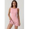 QINSEN Womens Open Back Tennis Dress Sleeveless Built in Shorts Golf Athletic Dress with Pockets(Pink)