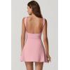 QINSEN Womens Open Back Tennis Dress Sleeveless Built in Shorts Golf Athletic Dress with Pockets(Pink)