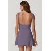 QINSEN Womens Open Back Tennis Dress Sleeveless Built in Shorts Golf Athletic Dress with Pockets(Prune Purple)