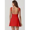 QINSEN Womens Open Back Tennis Dress Sleeveless Built in Shorts Golf Athletic Dress with Pockets(Red)
