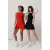 QINSEN Womens Open Back Tennis Dress Sleeveless Built in Shorts Golf Athletic Dress with Pockets(Red)