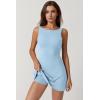 QINSEN Womens Open Back Tennis Dress Sleeveless Built in Shorts Golf Athletic Dress with Pockets(Sky Blue)