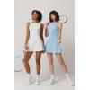 QINSEN Womens Open Back Tennis Dress Sleeveless Built in Shorts Golf Athletic Dress with Pockets(Sky Blue)