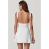 QINSEN Womens Open Back Tennis Dress Sleeveless Built in Shorts Golf Athletic Dress with Pockets(White)