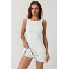 QINSEN Womens Open Back Tennis Dress Sleeveless Built in Shorts Golf Athletic Dress with Pockets(White)
