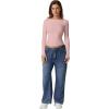 QINSEN Women’s Sexy Open Back Long Sleeve Shirts High Neck Double Lined Tees Fitted Going Out Tops(Dusty Pink)