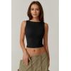 QINSEN Women’s Sexy Open Back Sleeveless Crop Tank High Neck Slim Fit Cropped Tee Shirt Y2k Tops(Black)