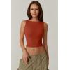QINSEN Women’s Sexy Open Back Sleeveless Crop Tank High Neck Slim Fit Cropped Tee Shirt Y2k Tops(Brown)