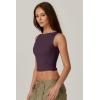 QINSEN Women’s Sexy Open Back Sleeveless Crop Tank High Neck Slim Fit Cropped Tee Shirt Y2k Tops(Dark Purple)