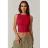 QINSEN Women’s Sexy Open Back Sleeveless Crop Tank High Neck Slim Fit Cropped Tee Shirt Y2k Tops(Fairy Red)