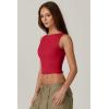 QINSEN Women’s Sexy Open Back Sleeveless Crop Tank High Neck Slim Fit Cropped Tee Shirt Y2k Tops(Fairy Red)