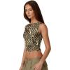 QINSEN Women’s Sexy Open Back Sleeveless Crop Tank High Neck Slim Fit Cropped Tee Shirt Y2k Tops(Leopard)