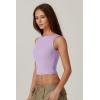 QINSEN Women’s Sexy Open Back Sleeveless Crop Tank High Neck Slim Fit Cropped Tee Shirt Y2k Tops(Light Purple)
