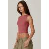 QINSEN Women’s Sexy Open Back Sleeveless Crop Tank High Neck Slim Fit Cropped Tee Shirt Y2k Tops(Merlot)