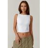 QINSEN Women’s Sexy Open Back Sleeveless Crop Tank High Neck Slim Fit Cropped Tee Shirt Y2k Tops(White)
