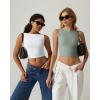 QINSEN Women’s Sexy Open Back Sleeveless Crop Tank High Neck Slim Fit Cropped Tee Shirt Y2k Tops(White)