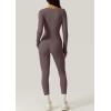 QINSEN Womens Sexy Square Neck Long Sleeve Full Length Leggings Bodycon Stretch Jumpsuit(Dark Grey)