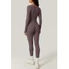 QINSEN Womens Sexy Square Neck Long Sleeve Full Length Leggings Bodycon Stretch Jumpsuit(Dark Grey)