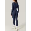 QINSEN Womens Sexy Square Neck Long Sleeve Full Length Leggings Bodycon Stretch Jumpsuit(Navy Blue)