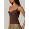 QINSEN Womens Spaghetti Strap Sweetheart Neck Sleeveless Top Slim Fit Going Out Camisole Basic Top(Chestnut)