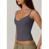 QINSEN Womens Spaghetti Strap Sweetheart Neck Sleeveless Top Slim Fit Going Out Camisole Basic Top(Dark Grey)