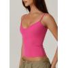 QINSEN Womens Spaghetti Strap Sweetheart Neck Sleeveless Top Slim Fit Going Out Camisole Basic Top(Hot Pink)