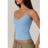 QINSEN Womens Spaghetti Strap Sweetheart Neck Sleeveless Top Slim Fit Going Out Camisole Basic Top(Light Blue)