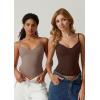 QINSEN Womens Spaghetti Strap Sweetheart Neck Sleeveless Top Slim Fit Going Out Camisole Basic Top(Mushroom)