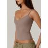 QINSEN Womens Spaghetti Strap Sweetheart Neck Sleeveless Top Slim Fit Going Out Camisole Basic Top(Mushroom)