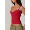 QINSEN Womens Spaghetti Strap Sweetheart Neck Sleeveless Top Slim Fit Going Out Camisole Basic Top(Red)