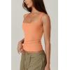 QINSEN Women’s Square Neck Sleeveless Double-Layer Tank Tops Basic Tight T Shirts(Amber Yellow)