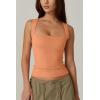 QINSEN Women’s Square Neck Sleeveless Double-Layer Tank Tops Basic Tight T Shirts(Amber Yellow)