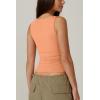 QINSEN Women’s Square Neck Sleeveless Double-Layer Tank Tops Basic Tight T Shirts(Amber Yellow)