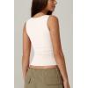 QINSEN Women’s Square Neck Sleeveless Double-Layer Tank Tops Basic Tight T Shirts(Beige)