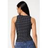 QINSEN Women’s Square Neck Sleeveless Double-Layer Tank Tops Basic Tight T Shirts(Black Polka Dots)