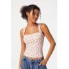 QINSEN Women’s Square Neck Sleeveless Double-Layer Tank Tops Basic Tight T Shirts(Cherry Print)