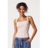 QINSEN Women’s Square Neck Sleeveless Double-Layer Tank Tops Basic Tight T Shirts(Cherry Print)