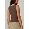 QINSEN Women’s Square Neck Sleeveless Double-Layer Tank Tops Basic Tight T Shirts(Chestnut)